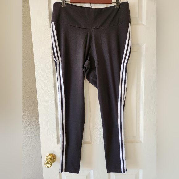 adidas Pants - ADIDAS NWT TIGHTS -Size 2X Black with 3 White Stripes on side!